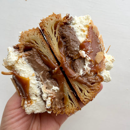 Dark Chocolate, Coffee, Salted Caramel and Coconut Croissant