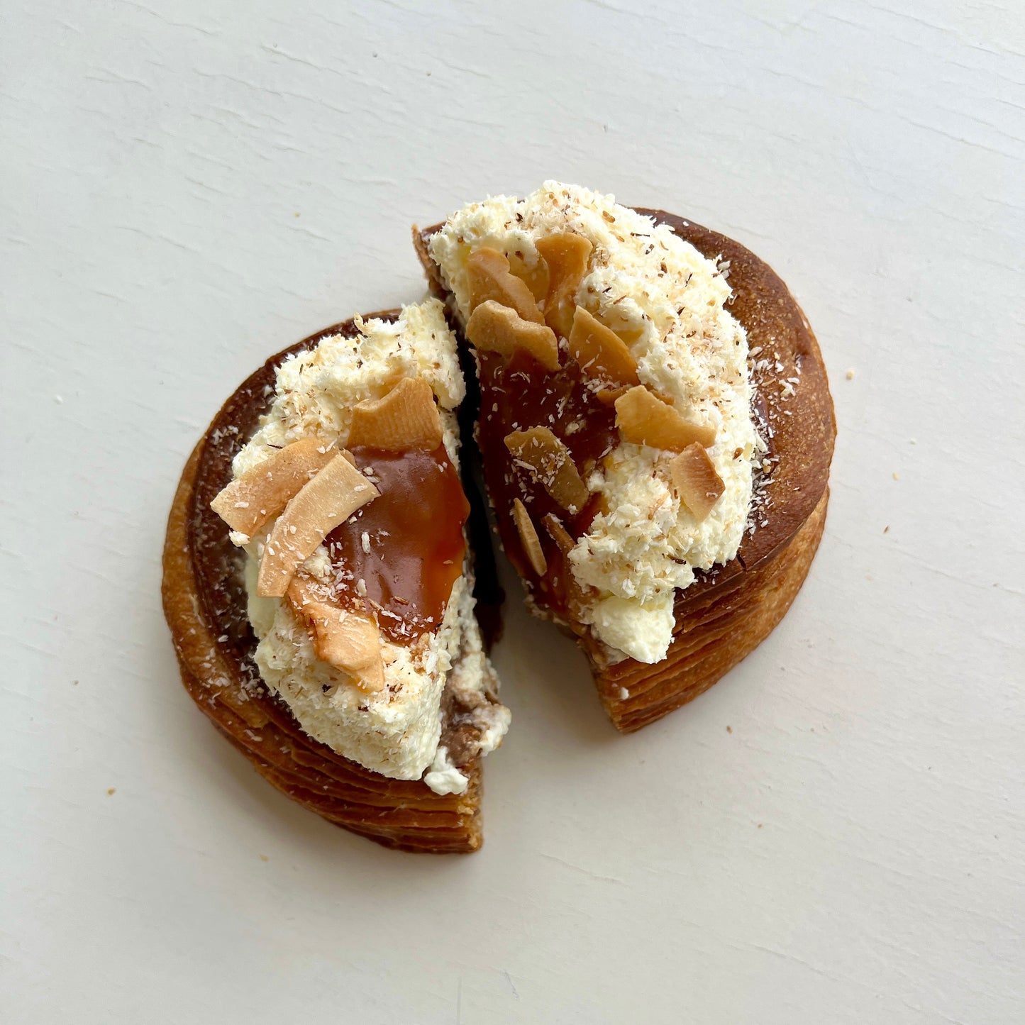 Dark Chocolate, Coffee, Salted Caramel and Coconut Croissant